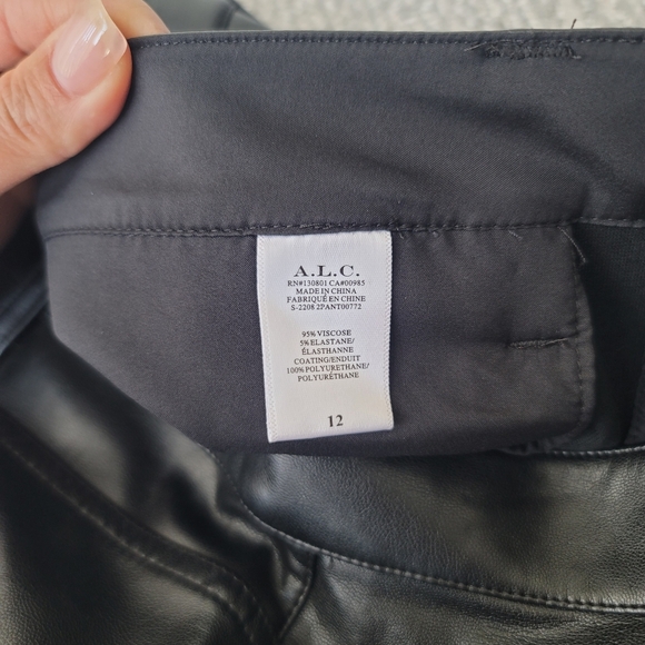 NWT A.L.C. Freddie Faux Leather Vegan Straight Leg Pant, Size 12, Color Black - Picture 10 of 11